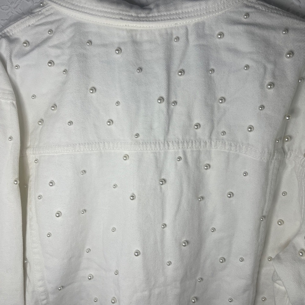 Savanna Jane White Denim‎ Jacket Pearl Embellished - Picture 7 of 9